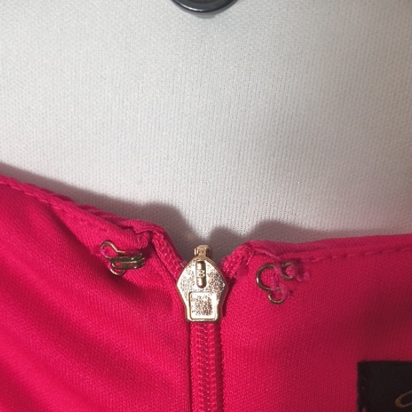 Thalia Sodi Fuchsia Long Sleeve Dress Size 6 With Gold Studded Accents. In - Picture 7 of 11